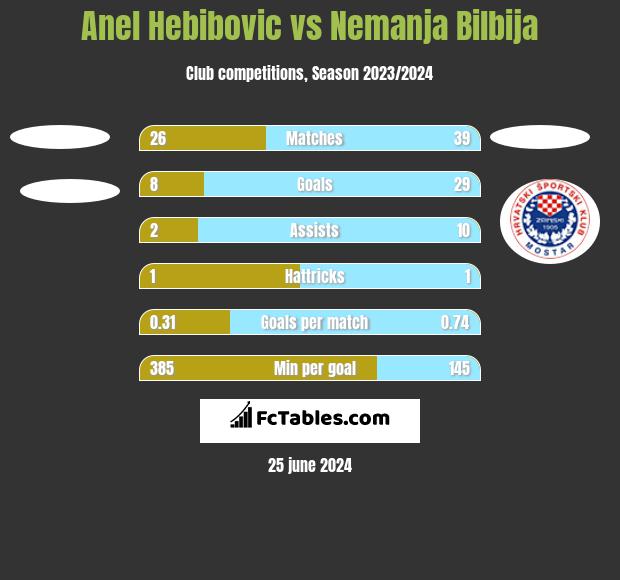 Anel Hebibovic vs Nemanja Bilbija h2h player stats