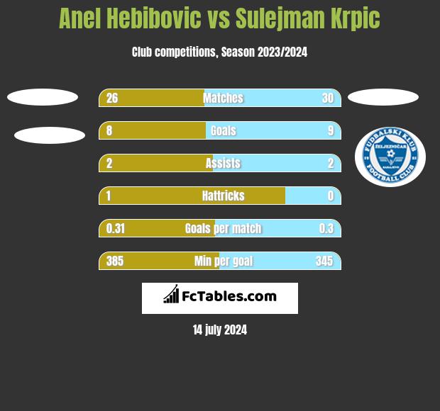 Anel Hebibovic vs Sulejman Krpic h2h player stats