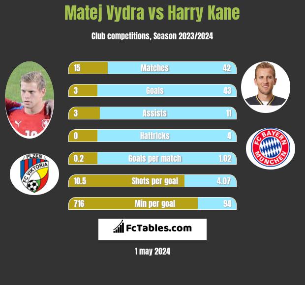 Matej Vydra vs Harry Kane infographic