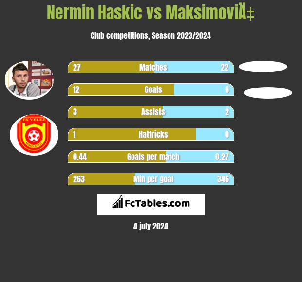 Nermin Haskic vs MaksimoviÄ‡ h2h player stats