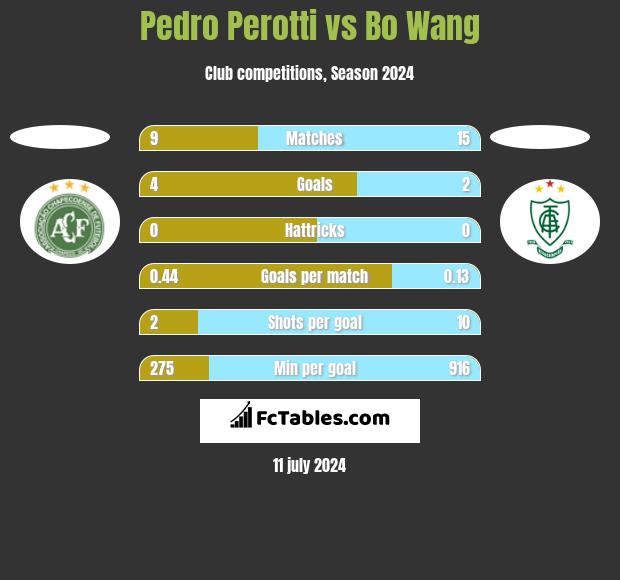 Pedro Perotti vs Bo Wang h2h player stats