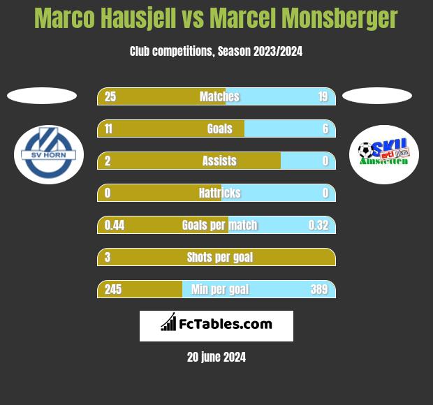 Marco Hausjell vs Marcel Monsberger h2h player stats