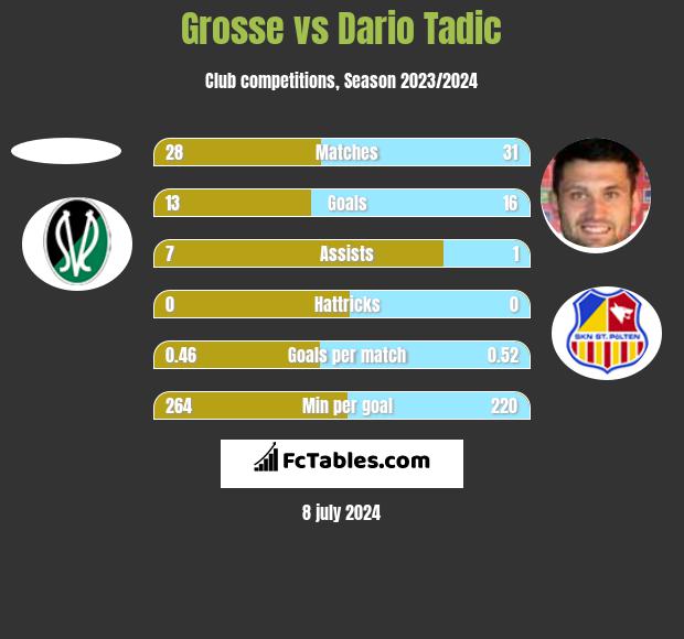 Grosse vs Dario Tadic h2h player stats