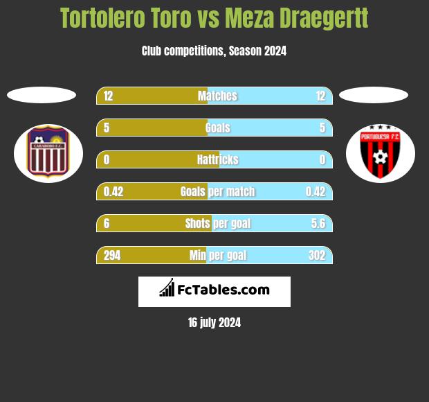 Tortolero Toro vs Meza Draegertt h2h player stats