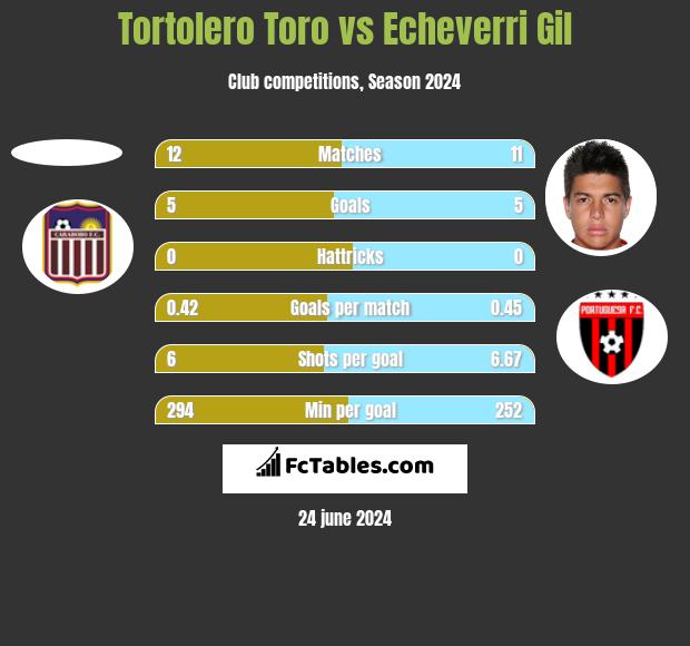 Tortolero Toro vs Echeverri Gil h2h player stats