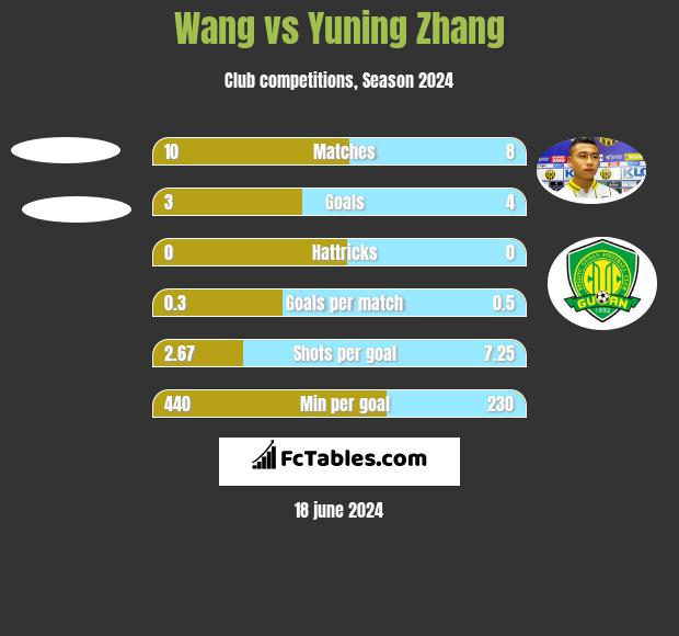 Wang vs Yuning Zhang h2h player stats