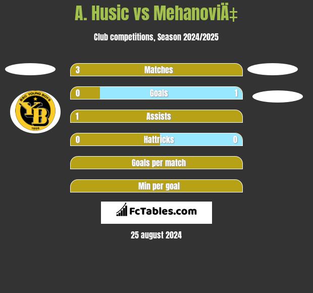 A. Husic vs MehanoviÄ‡ h2h player stats