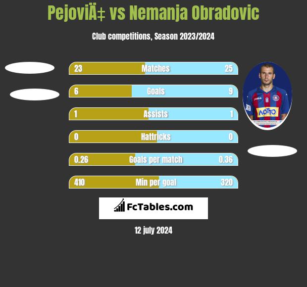 PejoviÄ‡ vs Nemanja Obradovic h2h player stats