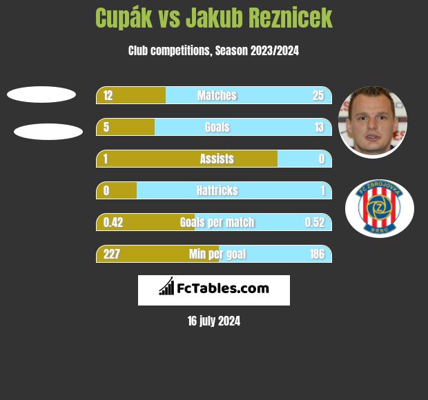 Cupák vs Jakub Reznicek h2h player stats