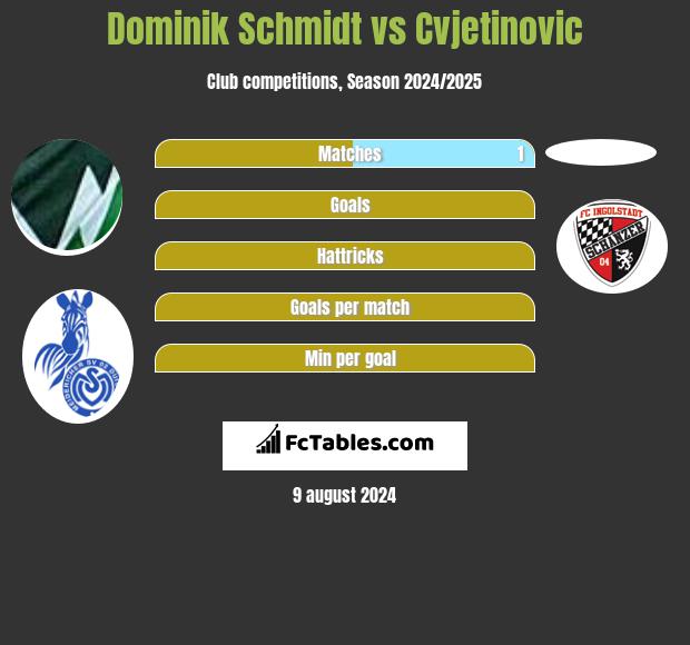 Dominik Schmidt vs Cvjetinovic h2h player stats