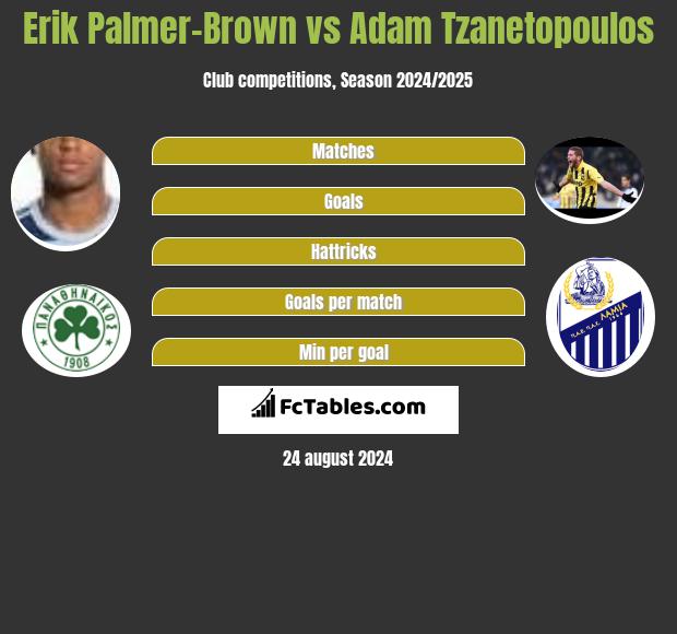 Erik Palmer-Brown vs Adam Tzanetopoulos h2h player stats