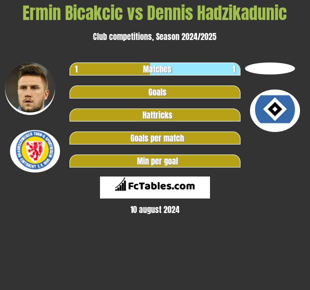 Ermin Bicakcić vs Dennis Hadzikadunic h2h player stats