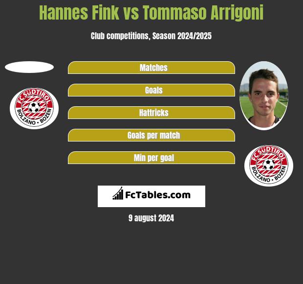 Hannes Fink vs Tommaso Arrigoni h2h player stats