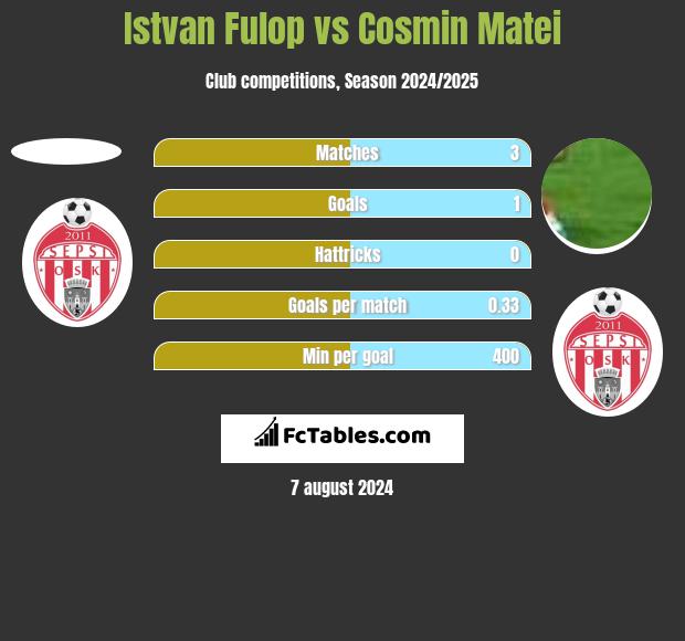 Istvan Fulop vs Cosmin Matei h2h player stats