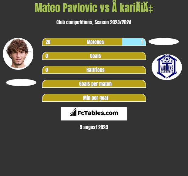 Mateo Pavlovic vs Å kariÄiÄ‡ h2h player stats