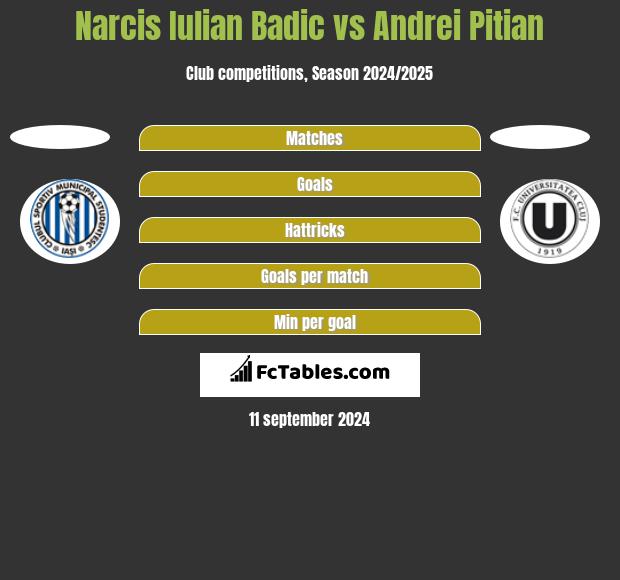 Narcis Iulian Badic vs Andrei Pitian h2h player stats