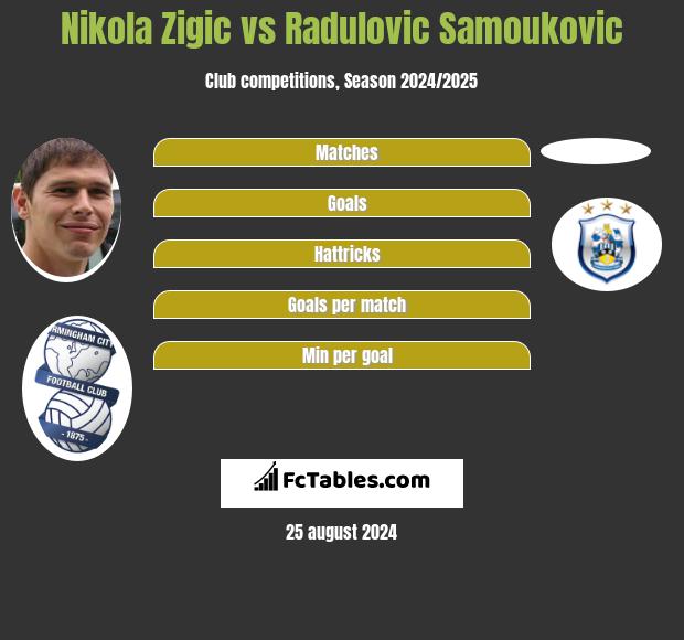 Nikola Zigic vs Radulovic Samoukovic h2h player stats