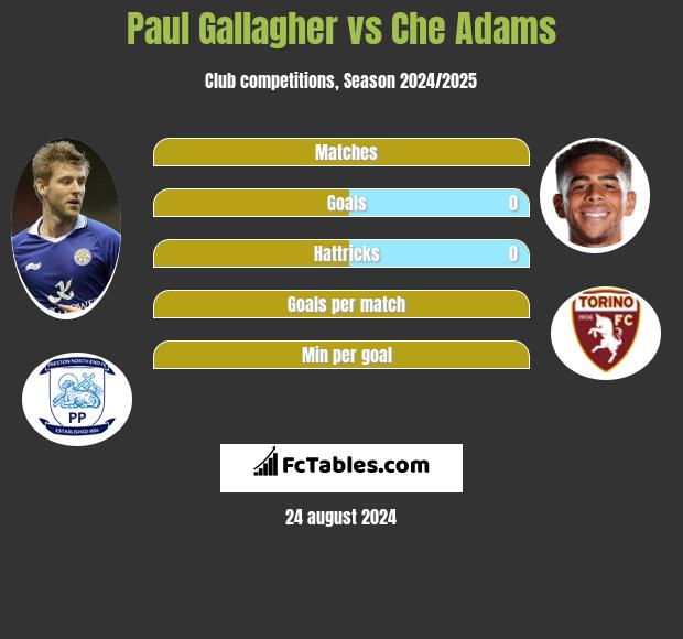 Paul Gallagher vs Che Adams h2h player stats