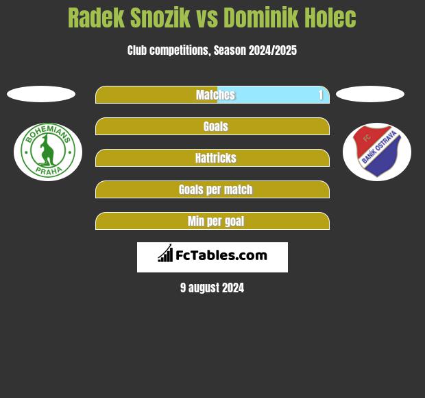 Radek Snozik vs Dominik Holec h2h player stats