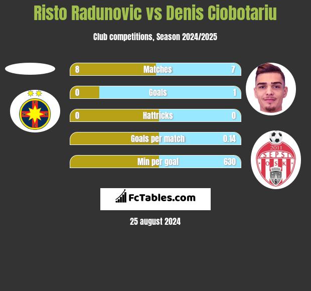 Risto Radunovic vs Denis Ciobotariu h2h player stats