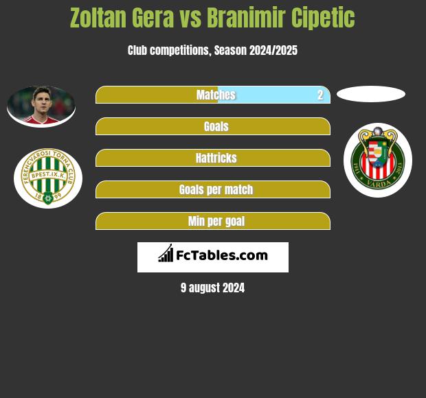 Zoltan Gera vs Branimir Cipetic h2h player stats