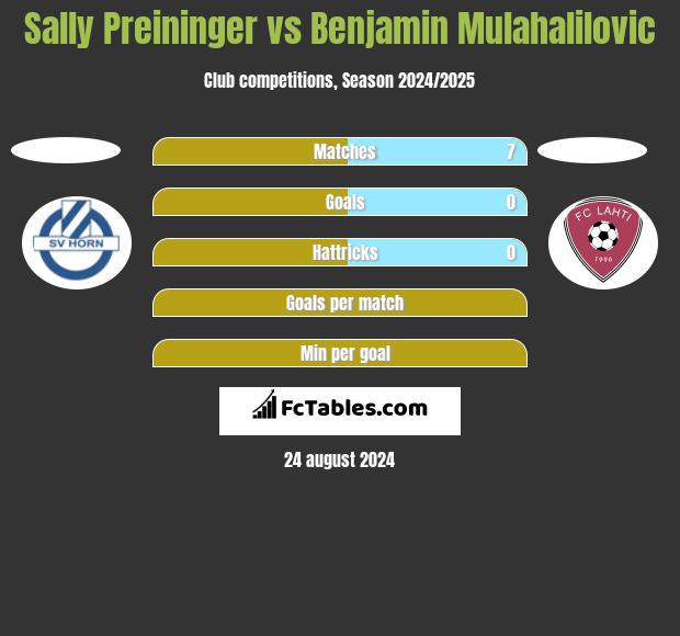 Sally Preininger vs Benjamin Mulahalilovic h2h player stats