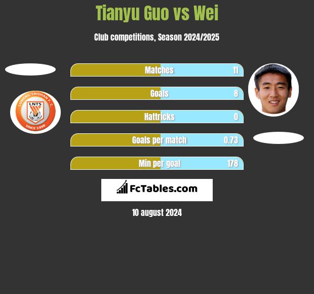 Tianyu Guo vs Wei h2h player stats