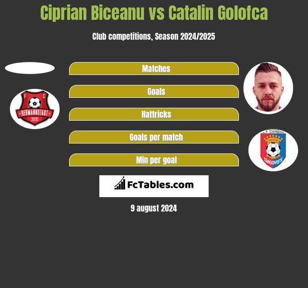 Ciprian Biceanu vs Catalin Golofca h2h player stats