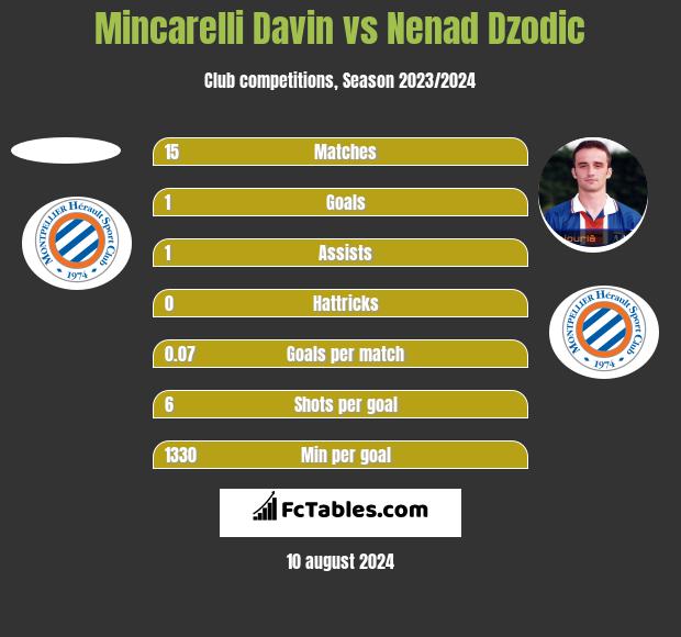 Mincarelli Davin vs Nenad Dzodic h2h player stats